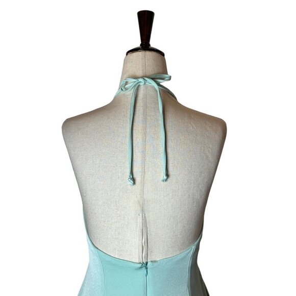 Samantha Sipos Blue Green V Neck Cut Out Halter Tie Butterfly Slip Dress M - Picture 7 of 11
